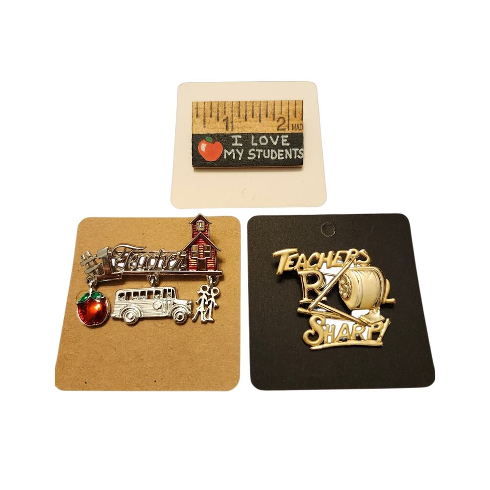 Vintage Teacher/School Engraved Pins/Brooches!